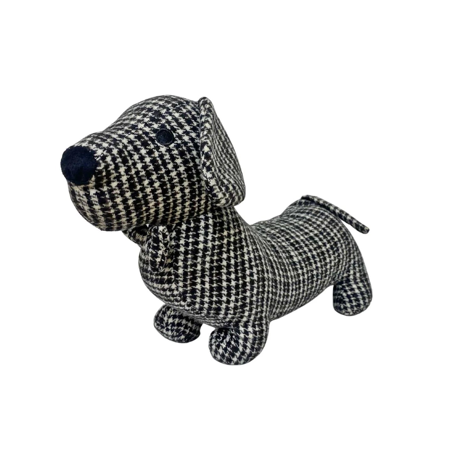 Grey Herringbone Fabric Sausage Dog Doorstop - Honey & Co